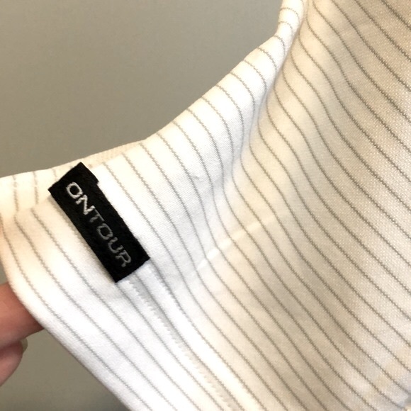 Ladies OnTour White with Grey Stripes Golf Shirt, Size S, NWT - Picture 5 of 10